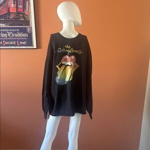 VINTAGE THE ROLLING STONES black long sleeved tee with multicolor tongue